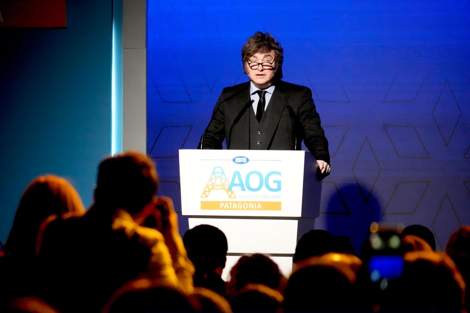 El presidente Javier Milei durante su discurso en la inauguración de la AOG Patagonia 2026 en Neuquén.